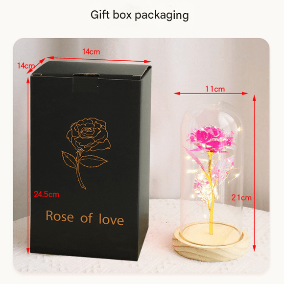 Blue Rose LED Light – Black Clover Plastic Base,Battery Powered Flower Dome for Décor & Gifting - RnR Galore