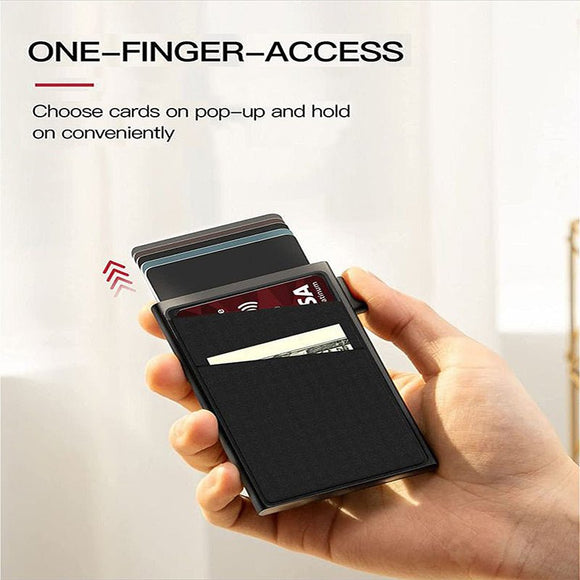 Blue Ultra - Slim RFID Blocking Pop - Up Wallet - Automatic Card Holder with Metal Case & Secure Screw Base - RnR Galore