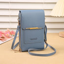 Blue Women's Cute Mini PU Leather Crossbody Phone Bag (19x12x4cm) - Touch Screen Window, Vertical Style - RnR Galore