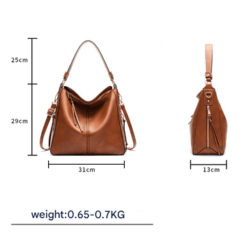 Blue Womens Soft PU Leather Hobo Bag - Large Casual Tote Handbag with Adjustable Crossbody Strap - RnR Galore