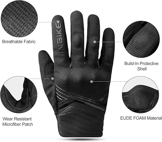 Breathable Mesh Motorcycle Gloves Touchscreen with TPR Palm Pad Hard Knuckle - Black - XLarge - RnR Galore