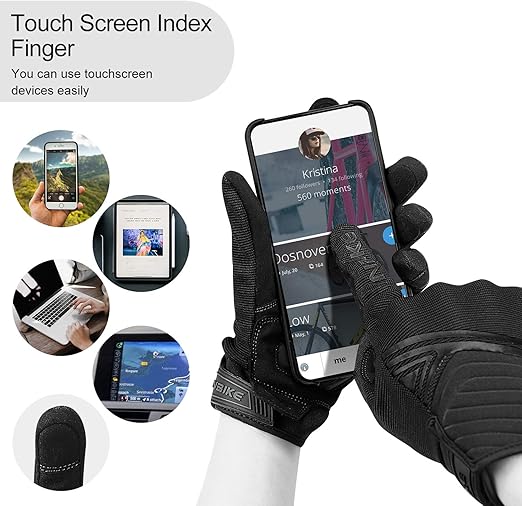 Breathable Mesh Motorcycle Gloves Touchscreen with TPR Palm Pad Hard Knuckle - Black - XXLarge - RnR Galore