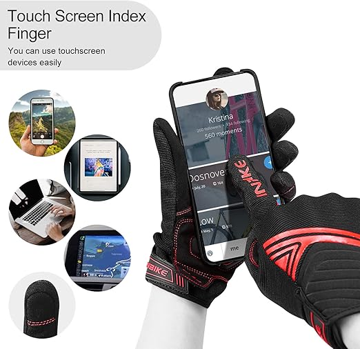 Breathable Mesh Motorcycle Gloves Touchscreen with TPR Palm Pad Hard Knuckle - Red - Medium - RnR Galore