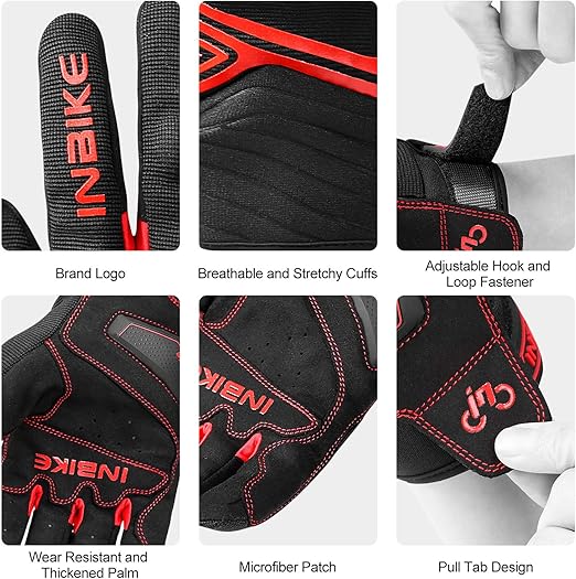 Breathable Mesh Motorcycle Gloves Touchscreen with TPR Palm Pad Hard Knuckle - Red - Medium - RnR Galore