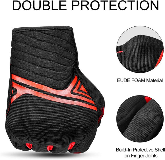 Breathable Mesh Motorcycle Gloves Touchscreen with TPR Palm Pad Hard Knuckle - Red - Small - RnR Galore