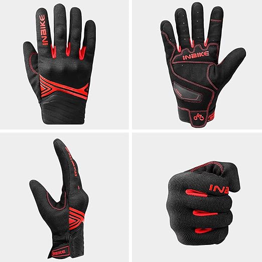 Breathable Mesh Motorcycle Gloves Touchscreen with TPR Palm Pad Hard Knuckle - Red - Small - RnR Galore