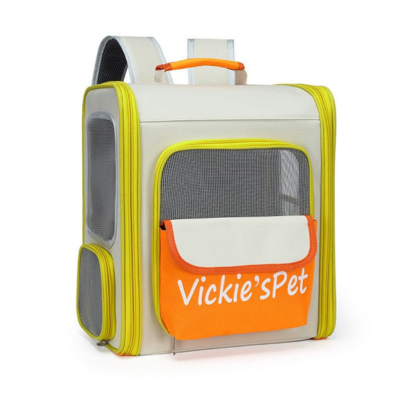 Breathable Pet Carrier Backpack - Large Capacity, Multiple Windows, Oxford Cloth(orange) - RnR Galore