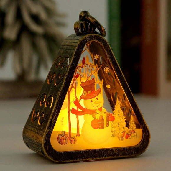 Bronze color Snowman Charming Christmas Scene Mini Lanterns (Set of 3) - Battery Operated LED Lights for a Cozy Holiday Glow - RnR Galore