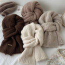 Brown Alpaca Wool Blend Solid Color Knitted Scarf for Women Winter New Style Student High Quality Couple Woolen Neck Warmer - RnR Galore