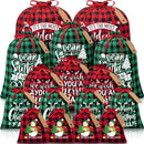 Brown Christmas Gift Drawstring Bags Set - Festive Burlap Style Pouches for Candy & Apples - Holiday Decoration - 10 Pcs - RnR Galore