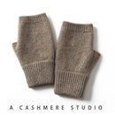 Brown Color Block Cashmere Fingerless Gloves for Women Autumn Winter Outdoor Cold Protection Warm Knitted Gloves - RnR Galore
