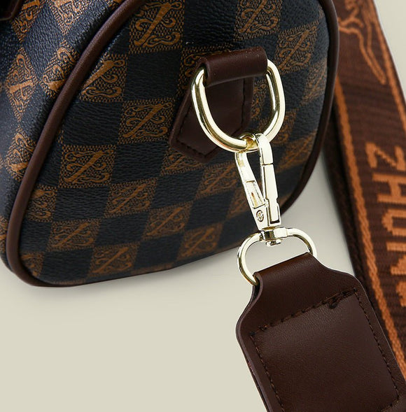 Brown leopard print Stylish PU Leather Boston Bag - Elegant Retro Single Shoulder Crossbody Handbag for Women - RnR Galore