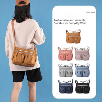 Brown Multi - Pocket Lightweight Nylon Crossbody Bag – Stylish, Functional, and Spacious Shoulder Bag for Women - RnR Galore