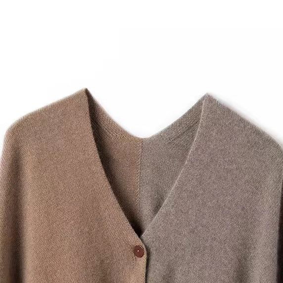 Brown Pure Wool Extra Large Shawl Scarf Color Block Multi - functional Warm Cashmere Cape Poncho - RnR Galore