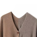Brown Pure Wool Extra Large Shawl Scarf Color Block Multi - functional Warm Cashmere Cape Poncho - RnR Galore