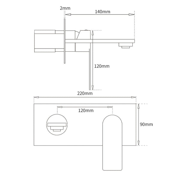 Brushed Gold Cubic Square Wall Mount Basin Mixer Laundry Tap Spout Vanity Faucet - RnR Galore