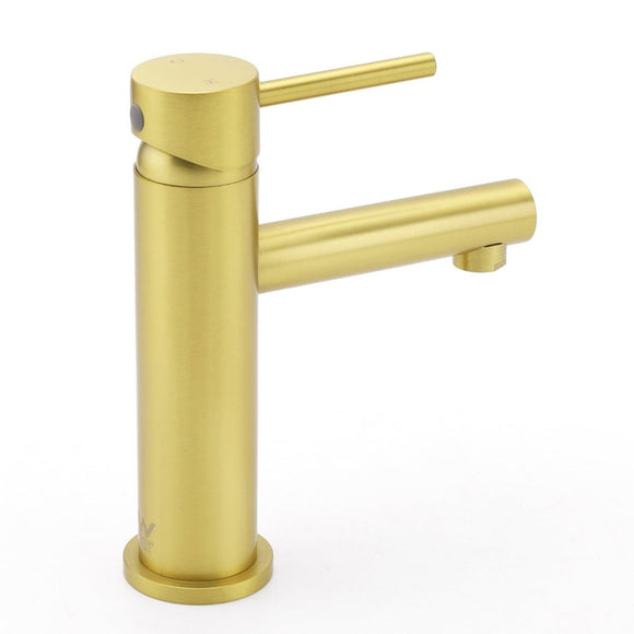 Brushed Gold Round Bathroom Basin Mixer Laundry Vanity Sink Faucet Lever Tapware - RnR Galore