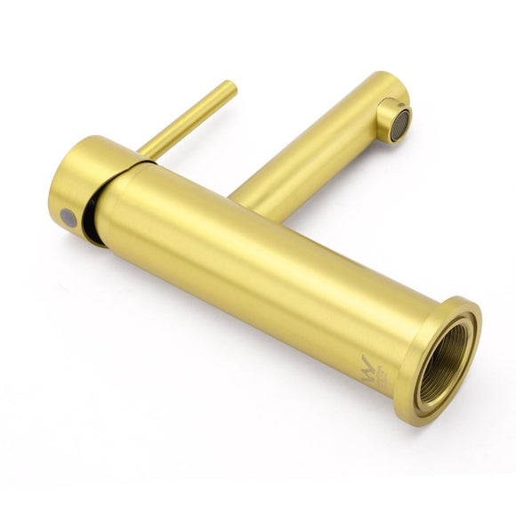 Brushed Gold Round Bathroom Basin Mixer Laundry Vanity Sink Faucet Lever Tapware - RnR Galore