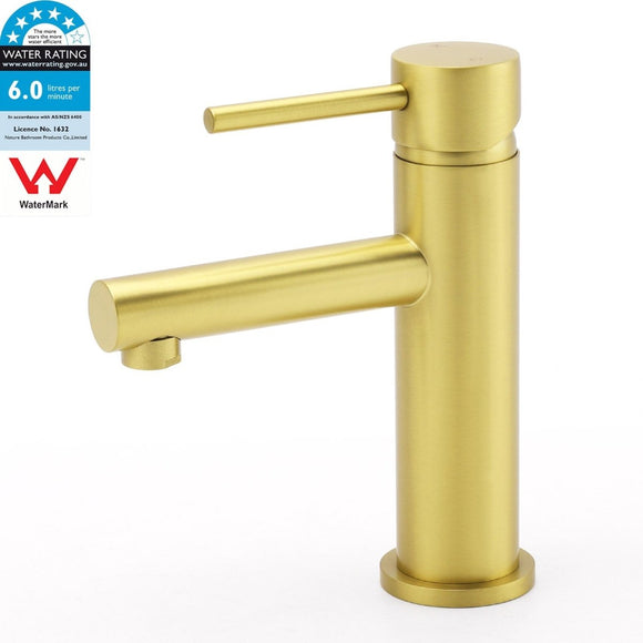 Brushed Gold Round Bathroom Basin Mixer Laundry Vanity Sink Faucet Lever Tapware - RnR Galore