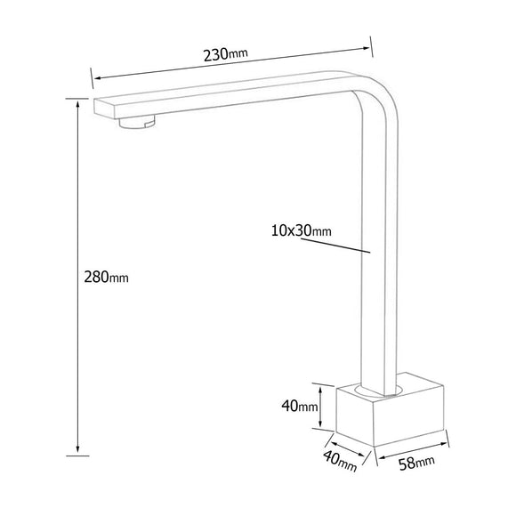 Brushed Gold Square Bathroom Spout Gooseneck Arm Bathtub Filler Tap Water Outlet - RnR Galore