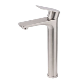 Brushed Nickel Rounded Edge Tall Basin Mixer Kitchen Vanity Faucet Tap Spout Set - RnR Galore