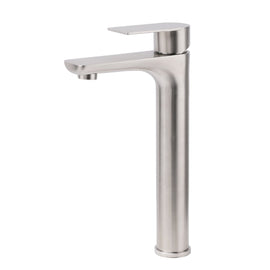 Brushed Nickel Rounded Edge Tall Basin Mixer Kitchen Vanity Faucet Tap Spout Set - RnR Galore