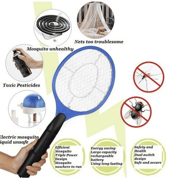 BUG ZAPPER RACKET Fly Mosquito Pest Swatter Net Racquet Electric Insect Killer - RnR Galore