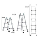 Bullet 2.9m Folding Aluminium Multipurpose Ladder, w/ Workshelf Platform, Spring Assisted Rapid Safety Lock Adjusters - RnR Galore