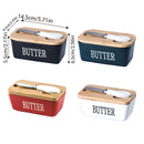 Butter Box with Knife Rectangular Cheese Container with Wooden Lid for Kitchen - Red - RnR Galore