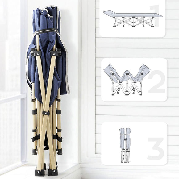 Camping Portable Stretcher Single Foldable Folding Bed Mattress Recliner Mat - navy - RnR Galore