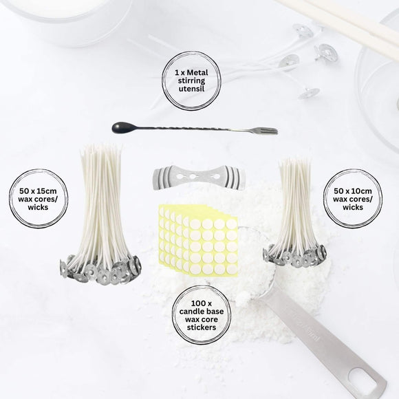 Candle Making Kit - Wax Melting Heater + Soy Wax Flakes + Wicks - RnR Galore