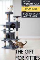 CARLA HOME 180cm Cat Tree Tower for Indoor Cats with Plush Perches, Dual Condos, Natural Sisal Scratching Posts & Ramp for Kittens & Adult Cats (Dark Grey) - RnR Galore