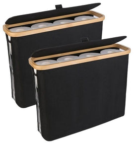 CARLA HOME 2 pack Toilet Paper Storage Basket Holds Up to 12 Rolls with Bamboo Lid and Handle for RV Closet (Black) - RnR Galore