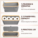 CARLA HOME 2 pack Toilet Paper Storage Basket Holds Up to 12 Rolls with Bamboo Lid and Handle for RV Closet (Grey) - RnR Galore