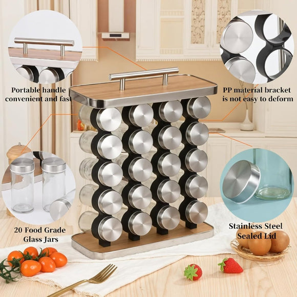 CARLA HOME 20 - Jar Spice Rack Organizer Storage for Kitchen Countertop or Cabinet - RnR Galore