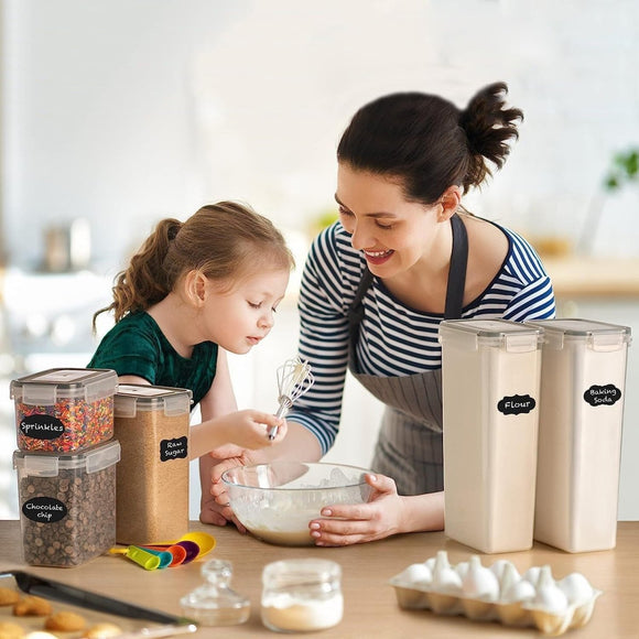 CARLA HOME 8 Piece Airtight Food Storage Containers Set with Lids & Labels for Kitchen Storage - RnR Galore