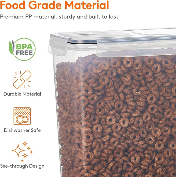 CARLA HOME Airtight Cereal Storage Containers BPA - Free Food Dispensers with Pouring Lids for Pantry & Kitchen (4 Pack 2,5L) - RnR Galore