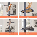 CARLA HOME Floor to Ceiling Cat Tree Tower with Adjustable Height 230 - 286cm for Indoor Cats (Grey) - RnR Galore