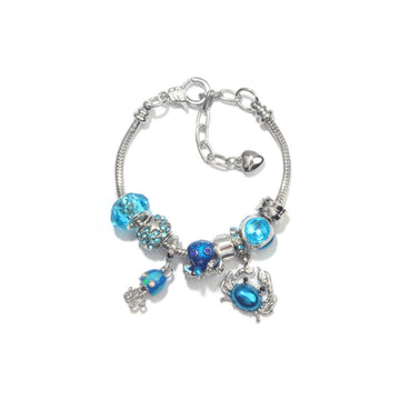 Cartoon Ocean Theme Bracelet with Octopus, Jellyfish, Crab Charms & Crystal Rhinestone Beads(19cm) - RnR Galore