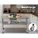 Cefito 430 Stainless Steel Kitchen Benches Work Bench Food Prep Table with Wheels 1829MM x 610MM - RnR Galore