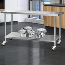 Cefito 430 Stainless Steel Kitchen Benches Work Bench Food Prep Table with Wheels 1829MM x 610MM - RnR Galore
