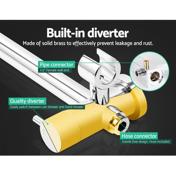Cefito 9'' Rain Shower Head Set Handheld Round High Pressure Twins Tap�Chrome - RnR Galore