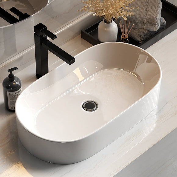Cefito Bathroom Basin Ceramic Vanity Sink Hand Wash Bowl 52x31cm - RnR Galore