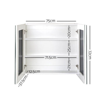 Cefito Bathroom Mirror Cabinet 750x720mm White - RnR Galore