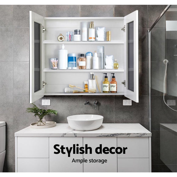 Cefito Bathroom Mirror Cabinet 750x720mm White - RnR Galore