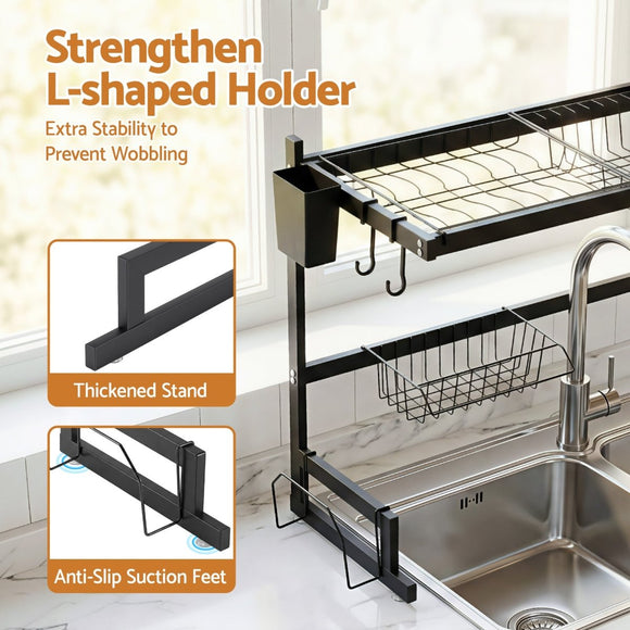 Cefito Dish Drying Rack for Kitchen Storage Organisation Kitchen Sink Organiser Dish Drainer - RnR Galore