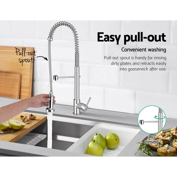 Cefito Kitchen Mixer Tap Pull Down 2 Modes Sink Faucet Basin Laundry Chrome - RnR Galore