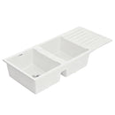 Cefito Kitchen Sink 116x50cm Granite Stone Sink Double Bowl White - RnR Galore