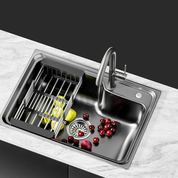 Cefito Kitchen Sink 61X43CM Stainless Steel Basin Single Bowl Black Drain Basket - RnR Galore