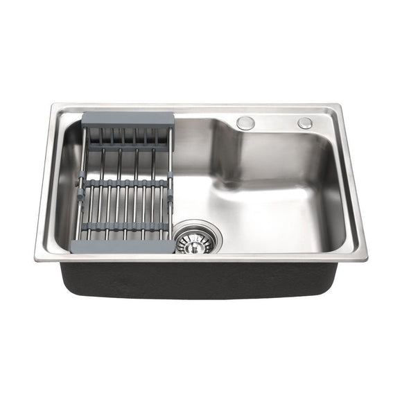 Cefito Kitchen Sink 61X43CM Stainless Steel Basin Single Bowl Silver Drain Basket - RnR Galore
